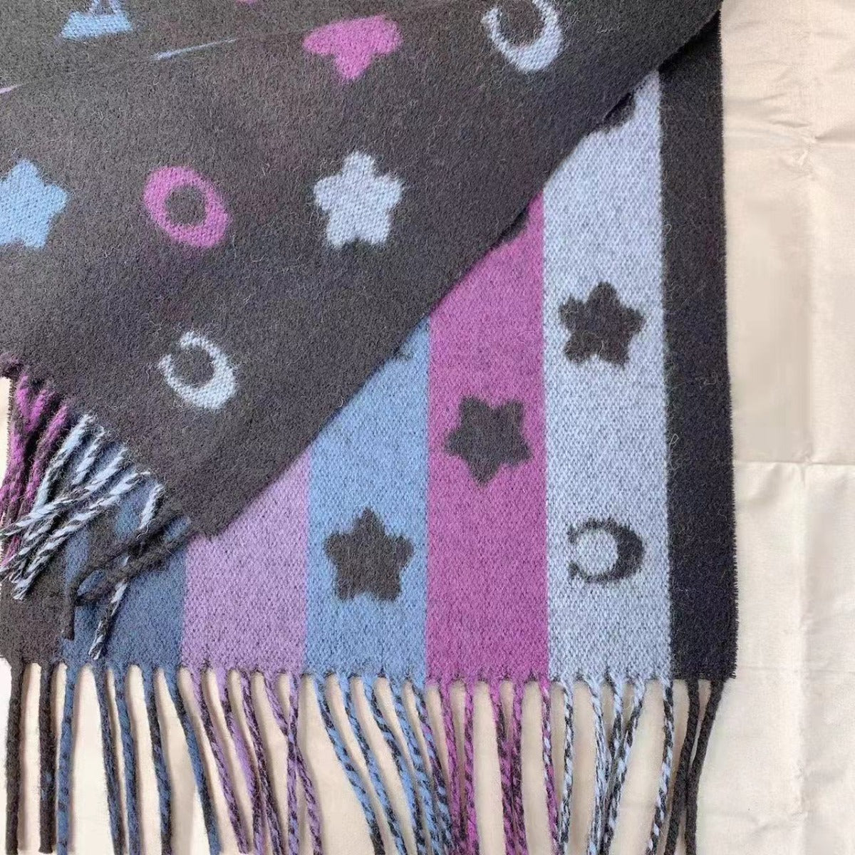 Coach Women's 4623 Stars Striped Print Muffler In Black Multi Coach Women's 4623 Stars Striped Print Muffler In Black Multi